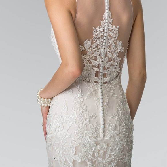 Illusion Neck Sleeveless Wedding Dress GSGL2369 - Picture 4 of 8